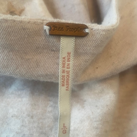 Free People Cream Embroidered V-Neck Peplum Tunic - Picture 3 of 3